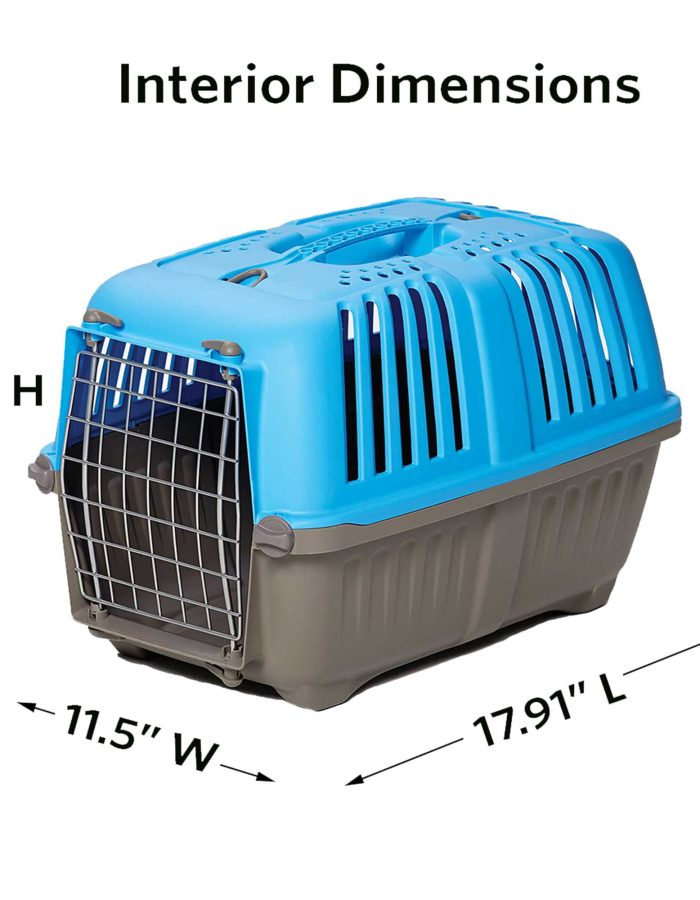 MidWest Homes for Pets Spree 19″ Plastic Pet Travel Carrier, Blue w/ Plastic Door, Ideal for XS Dogs